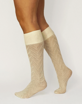Ina Pointelle Knee-High - Ivoire - Chaussettes